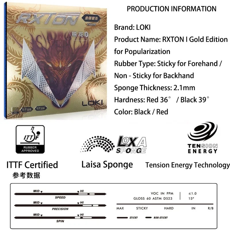 LOKI RXTON 1 FIRE DRAGON Karet - Table Tennis Zhang Jike ulasan dan harga